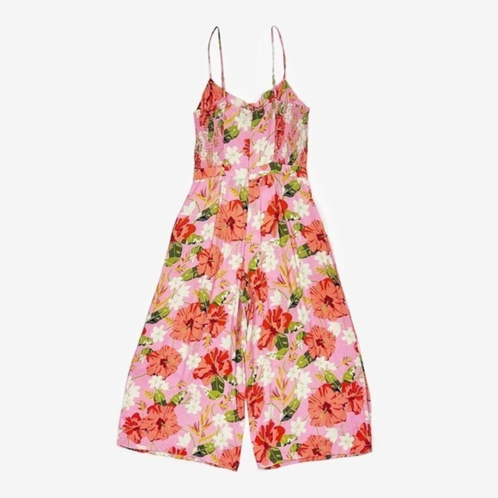 Yumi Kim Pretty Chic Jumpsuit Size 8 Mai Tai Pink Floral Resort Vacation Flowy - Picture 6 of 12